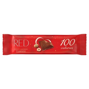 Baton z mlecznej czekolady z orzechami laskowymi i orzechami makadamia bez dodatku cukrów, tylko 100 kalorii RED Delight, 26g