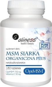 MSM siarka organiczna OptiMSM plus 180 tabletek Aliness