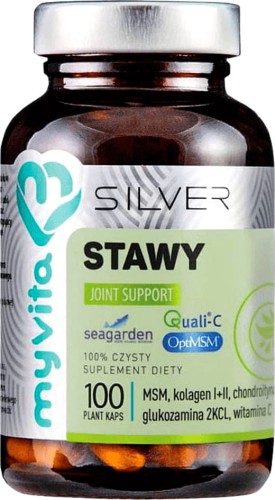 Stawy Joint support MSM kolagen typ I i II chondroityna glukozamina 2KCL witamina C 100 kapsułek MyVita Silver Pro Complex