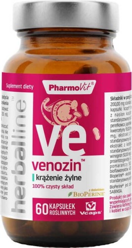 Venozin z dodatkiem BioPerine 60 kapsułek Vcaps PharmoVit Herballine