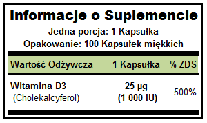 Vitamin D3 1000 UI 100 capsules Puritan's Pride