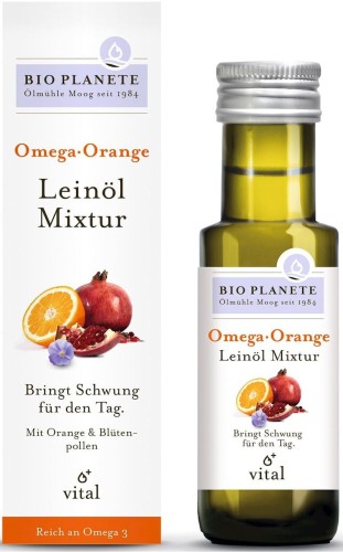 Omega Orange - mieszanka z olejem lnianym (pomarańcza i pyłek kwiatowy) BIO 100 ml - Bio Planete