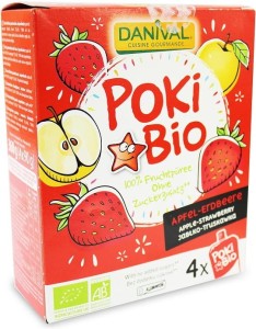 POKI - APPLE-STRAWBERRY MOUSSE 100% OF FRUITS, SUGAR-FREE BIO 4x90 g - DANIVAL