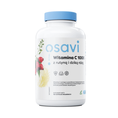 Witamina C 500 mg z rutyną i dziką różą (180 kaps.) Osavi