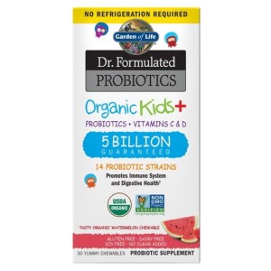 Organic Kids + Probiotics + Vitamins C & D o smaku arbuzowym (30 tabl.) Garden of Life