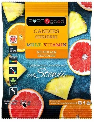 Cukierki multivitamin ze stewią B/C 50g PURE & GOOD