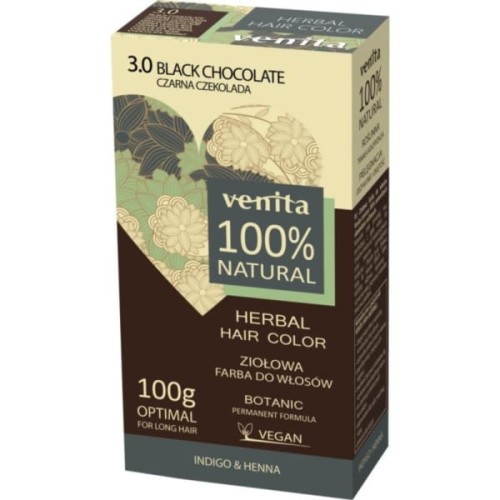 VENITA ziołowa farba do włosów 3.0 czarna czekolada 100g