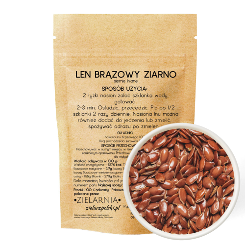 Len brązowy ziarno 500g ZIELARZPOLSKI