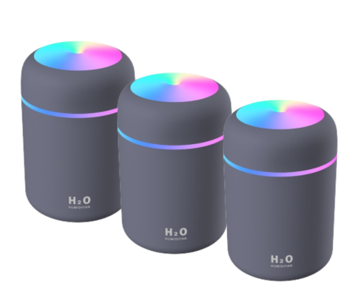 Zestaw 3 x Nawilżacz powietrza - dyfuzor do olejków - USB szary 2 W
