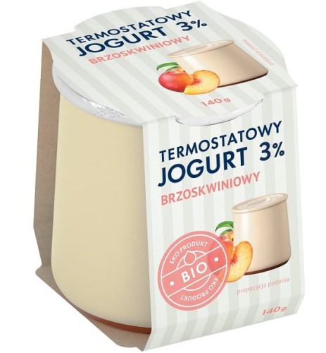 JOGURT TERMOSTATOWY BRZOSKWINIOWY 3 % BIO 140 g - YÖMLEKO
