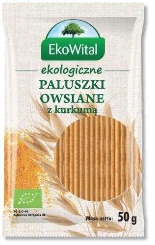Paluszki owsiane pełnoziarniste z kurkumą BIO 50 g EKOWITAL