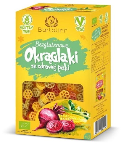 Makaron kukurydziano-ryżowy kółka kolorowe BEZGL. BIO 250g BARTOLINI