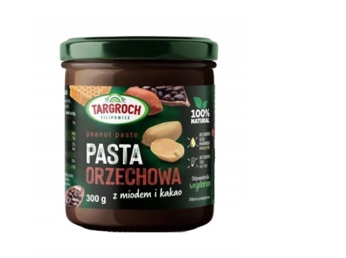 Pasta orzechowa z miodem i kakao - słoik szkło 300 g Targroch
