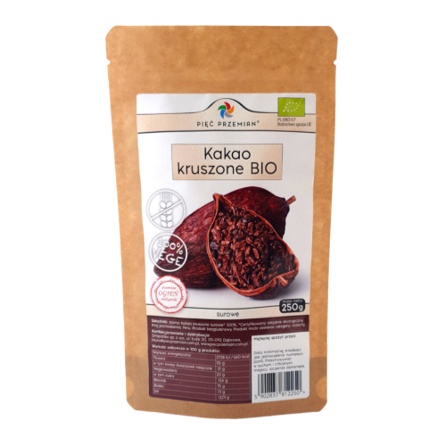 PIĘĆ PRZEMIAN Kakao kruszone surowe BIO 250g