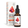 Vitamine D3 D-3 4000 IE uit lanoline + K-2 K2 MK7 100 mcg uit natto Forte vloeistof 30ml Aura Herbals