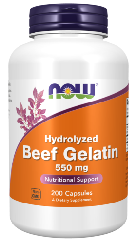 NOW FOODS Beef Gelatin - Żelatyna wołowa 550 mg (200 kaps.)