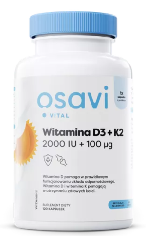 Osavi Witamina D3 + K2 2000IU 120 kapsułek