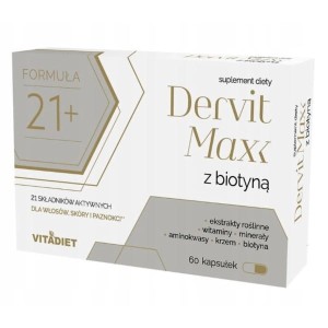Vitadiet Dervit MAXX Z Biotyną 60 Kaps. Na włosy