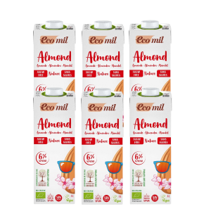 6× Napój migdałowy bez cukru BIO 1L ECOMIL