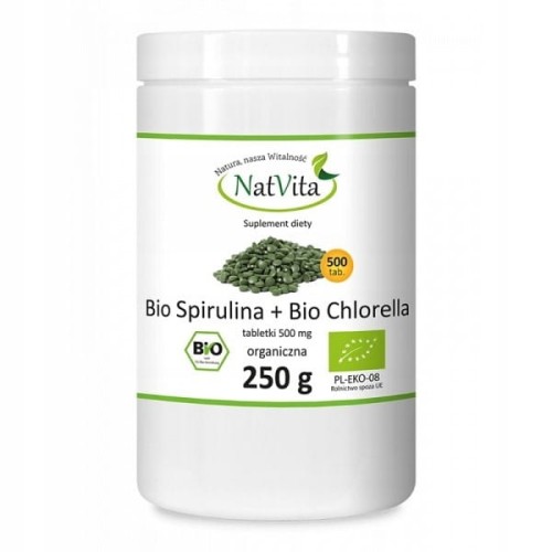 Natvita BIO Spirulina i BIO Chlorella 500 tabletek