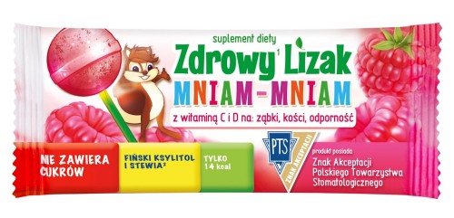 LIZAK KULKA O SMAKU MALINOWYM Z WITAMINĄ D I C BEZGLUTENOWY 6 g - MNIAM MNIAM STARPHARMA