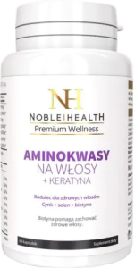 Noble Health Aminokwasy na włosy + keratyna 60 kapsułek