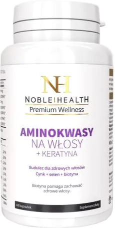Noble Health Aminokwasy na włosy + keratyna 60 kapsułek
