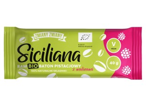 Baton Siciliana BIO pistacjowy z malinami 40g Zmiany Zmiany