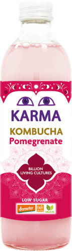 KOMBUCHA Z GRANATEM NISKA ZAWARTOŚĆ CUKRÓW FAIR FOR LIFE DEMETER BIO 500 ml - KARMA KOMBUCHA