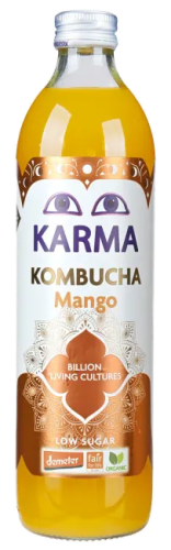 KOMBUCHA Z MANGO NISKA ZAWARTOŚĆ CUKRÓW FAIR FOR LIFE DEMETER BIO 500 ml - KARMA KOMBUCHA