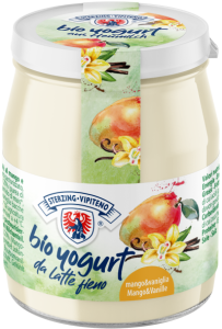 JOGURT MANGO - WANILIA Z MLEKA SIENNEGO BEZGLUTENOWY BIO 150 g (SŁOIK)- STERZING-VIPITENO