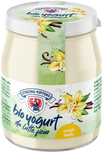 JOGURT WANILIOWY Z MLEKA SIENNEGO BEZGLUTENOWY BIO 150 g (SŁOIK) - STERZING-VIPITENO