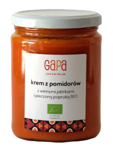KREM Z POMIDORÓW Z PIECZONĄ PAPRYKĄ I WINNYMI JABŁKAMI BIO 450 g - GAPA
