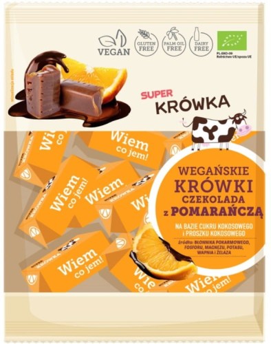 Krówki wegańskie czekolada z pomarańczą BIO 150 g