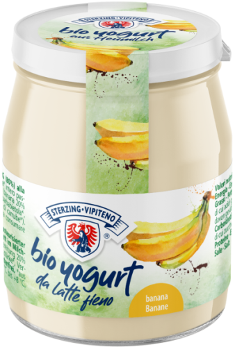 JOGURT BANANOWY Z MLEKA SIENNEGO BEZGLUTENOWY BIO 150 g (SŁOIK) - STERZING-VIPITENO