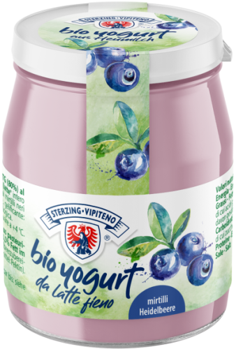 JOGURT BORÓWKOWY Z MLEKA SIENNEGO BEZGLUTENOWY BIO 150 g (SŁOIK) - STERZING-VIPITENO