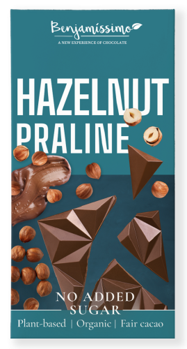 CZEKOLADA Z ORZECHAMI LASKOWYMI BEZ DODATKU CUKRU BEZGLUTENOWA BIO 60 g - BENJAMISSIMO