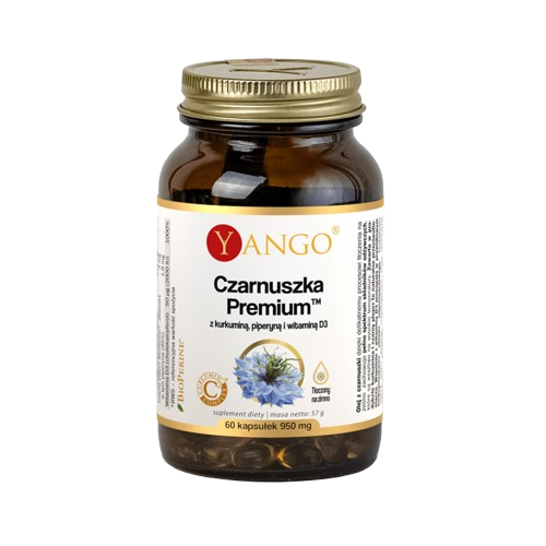YANGO Czarnuszka Premium z kurkuminą, piperyną i witaminą D3 (60 kaps.)