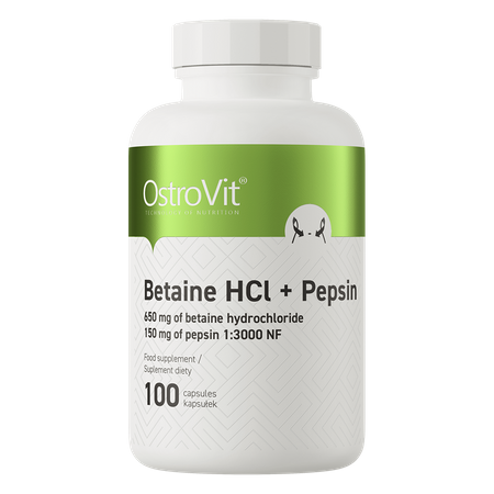 OSTROVIT Betaine HCl + Pepsin - Betaina HCL + Pepsyny (100 kaps.)