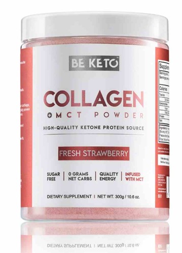 BeKeto Keto Kolagen z olejem MCT o smaku truskawkowym 300g