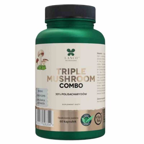 Lanco Nutritions Triple Mushroom Combo Lions Mane Reishi Kordyceps 60 kapsułek