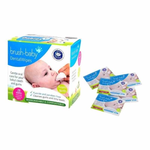 BRUSH-BABY DentalWipes chusteczki do czyszczenia dziąseł i zębów 28 sztuk