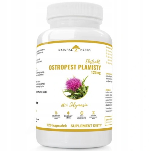 Altopharma Natural Herbs Ostropest Plamisty Extrakt 125mg Sylimaryna Vege 120 kapsułek