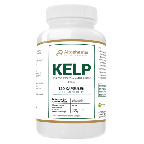 Altopharma Kelp ekstrakt Jod 325 µg + Prebiotyk Vege 120 kapsułek