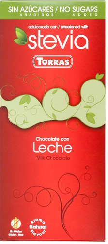 Glutenvrije suikervrije melkchocolade 100 g Stevia Torras