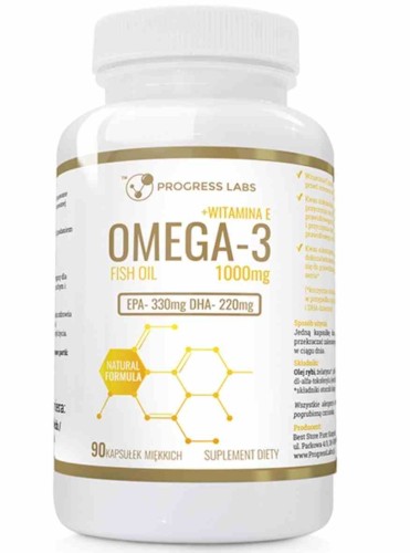 Progress Labs Omega 3 + Vit E 90 kapsułek