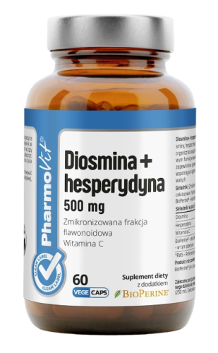 DIOSMINA + HESPERYDYNA (500 mg) BEZGLUTENOWA 60 KAPSUŁEK - PHARMOVIT (CLEAN LABEL)