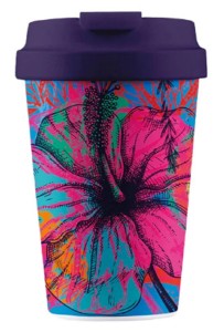 KUBEK PODRÓŻNY Z TWORZYWA PLA KOLOROWY OGRÓD 350 ml - CHIC-MIC