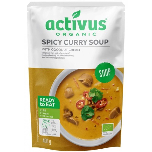Zupa pikantne curry z kremem kokosowym i grzybami shiitake BIO 400 g