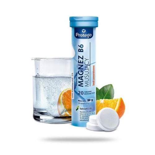 Protego Magnez B6 Musujący 20 tabletek musujących o smaku pomarańczowym